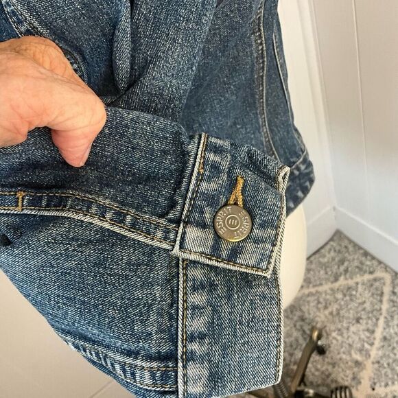 Esprit Womens Size Small Denim Jean Jacket Blue Pockets Long Sleeve Wide Seams - Picture 6 of 16